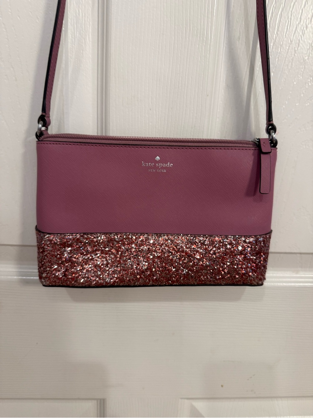 kate spade Rose Pink Saffiano Crossbody with Glitter Base